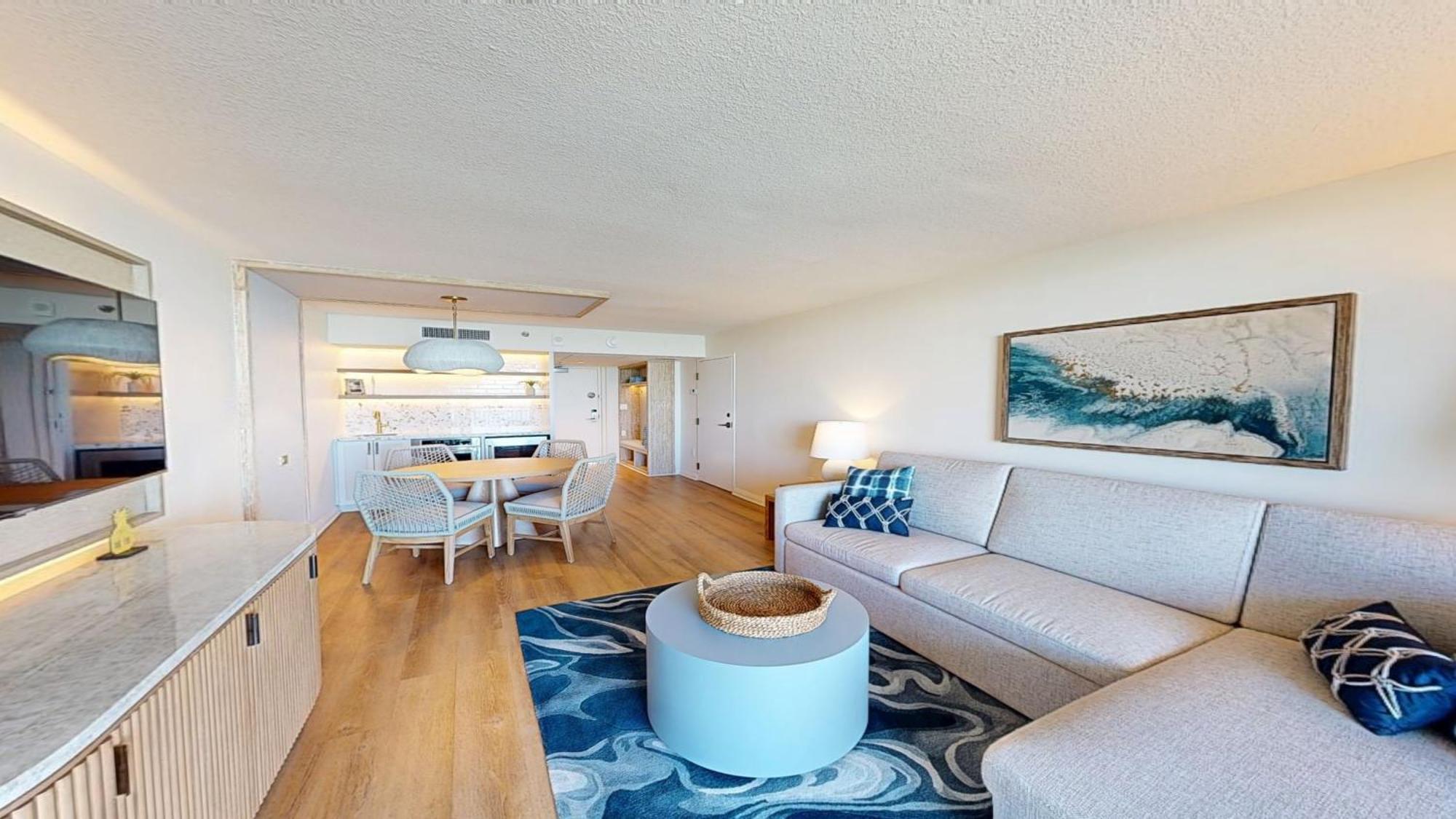 One-Bedroom Palm Suite Kitchenette Partial Waterfront View